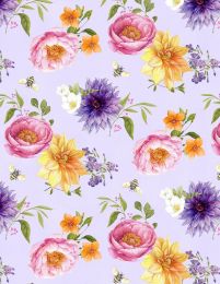 In Bloom Fabric | Medium Floral Purple