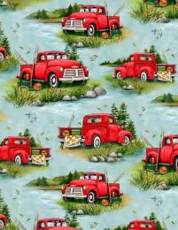 Down By The Lake Fabric | Truck Scenic Blue