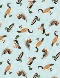Down By The Lake Fabric | Ducks light Blue