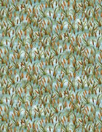 Down By The Lake Fabric | Packed Cattails Blue
