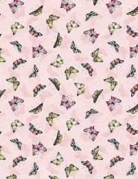 Among The Branches Fabric | Butterfly Toss Pink