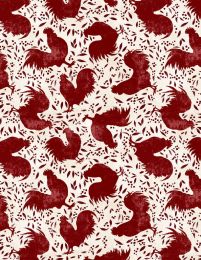 Proud Rooster Fabric | Rooster Toss Ivory/Red
