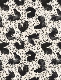 Proud Rooster Fabric | Rooster Toss Ivory/Black
