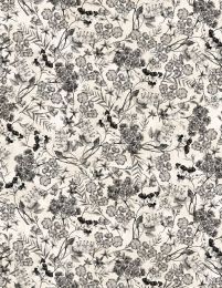 Proud Rooster Fabric | Floral Toile Ivory/Black