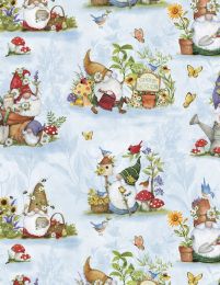 Gnome & Garden Fabric | Gnomes All Over Blue