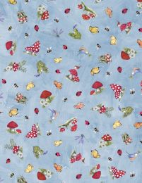 Gnome & Garden Fabric | Mushroom Toss Blue