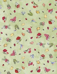 Gnome & Garden Fabric | Mushroom Toss Green
