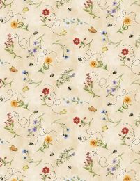 Gnome & Garden Fabric | Flower Toss Cream