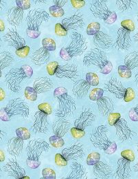 Paradise Bay Fabric | Jellyfish Toss Light Blue