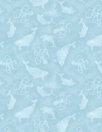 Paradise Bay Fabric | Sea Silhouettes Light Blue