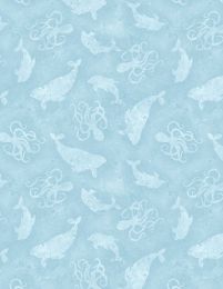 Paradise Bay Fabric | Sea Silhouettes Light Blue