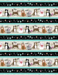 Purrfect Partners Fabric | Repeating Stripe