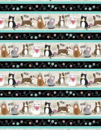 Purrfect Partners Fabric | Repeating Stripe