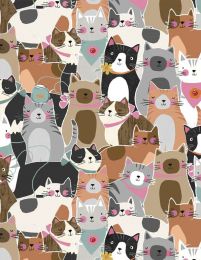 Purrfect Partners Fabric | Packed Cats Multi