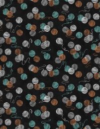 Purrfect Partners Fabric | Yarnball Black