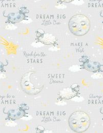 Reach For The Stars Fabric | Large All over Grey