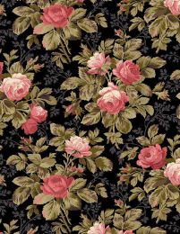 Pathways Fabric | Medium Floral Black