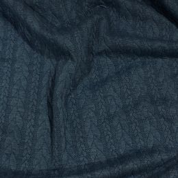 Cable Knit Jersey Fabric | Denim Blue