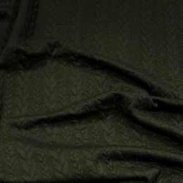 Cable Knit Jersey Fabric | Khaki Green