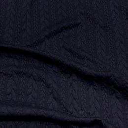Cable Knit Jersey Fabric | Navy Blue