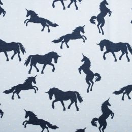 Cotton Rich Jersey Fabric | Glitter Detail - Unicorn