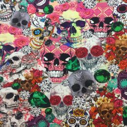 Jersey Cotton Fabric | Day Of The Dead Skulls