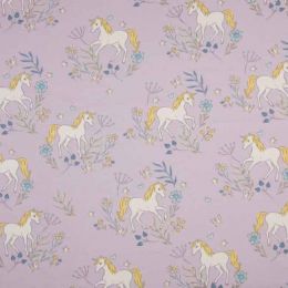 Jersey Cotton Fabric | Delicate Unicorn Lilac