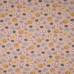 Organic Jersey Fabric | Animals Rose