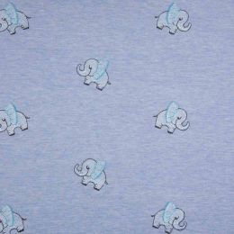 Embroidered Jersey Fabric | Elephant Blue