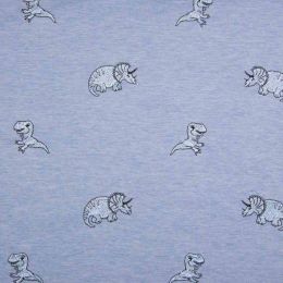 Embroidered Jersey Fabric | Dino Blue