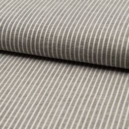Linen & Rayon Smooth Weave Fabric | Thin Stripe Black