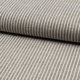 Linen & Rayon Smooth Weave Fabric | Thin Stripe Black