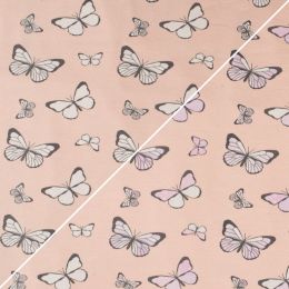 Light Reactive Jersey Fabric | Butterflies Dusty Pink