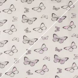 Light Reactive Jersey Fabric | Butterflies White