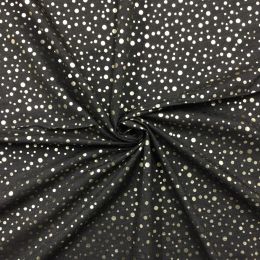 Sparkling Chambray Fabric | Gold Metallic Multi Spot Black