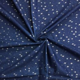 Denim Fabric Embossed Metallic | Star Blue