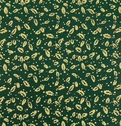 Stitch It Metallic Christmas Fabric | Holly Leaves Green