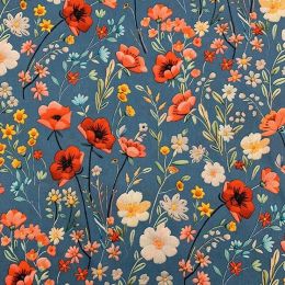Cotton Lawn Digital Print | Wildflowers Blue