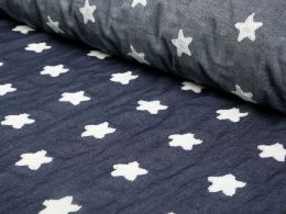 Embroidered Denim Fabric | Soft Star White