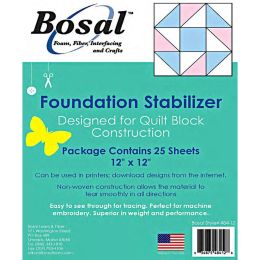 Foundation Stabiliser - Quilt Block | 12" x 12" - 25 Sheets | Bosal