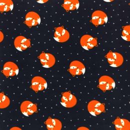 Printed AntiPil Polar Fleece | Fox Cuddle Navy