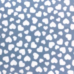 Printed Anti Pil Polar Fleece | Multi Heart Blue