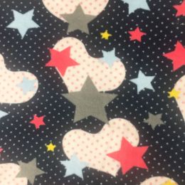 Micro Fleece Printed | Heart & Star Navy