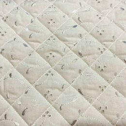 Quilted Broderie Anglaise Fabric | Cream
