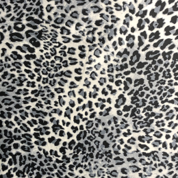 Satin Animal Print Fabric | Leopard Print Silver