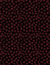 Happy Hearts Fabric | Heart Outlines Black
