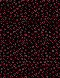 Happy Hearts Fabric | Heart Outlines Black