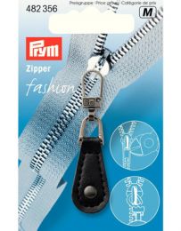 Prym Zip Puller | Imt. Leather Tab, Round - Black